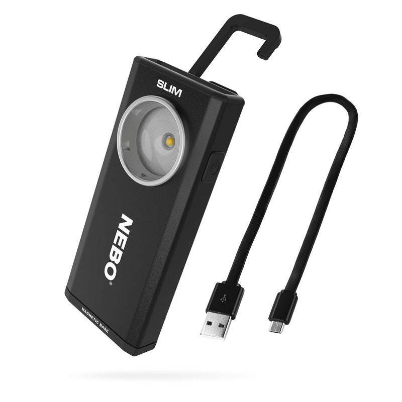 NEBO SLIM Pocket Flashlight | 500 Lumens, Rechargeable Mini EDC Work Light, Magnetic Base & Dimmable Brightness, Durable & Water Resistant, Includes Charging Cable â€” Black - Image 1